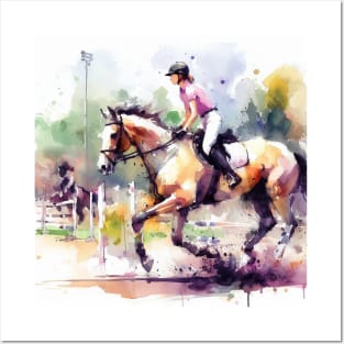 Young girl equestrian riding Posters and Art